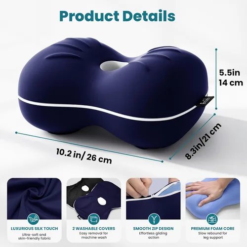 Vista 6 de Almohada de rodilla para personas que duermen de lado, almohada suave de alineación de la columna vertebral, almohadas de rodilla de espuma