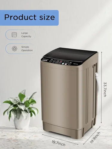 Vista 3 de F.W.WOOLWORTHS - Lavadora completamente automática de 17.7 libras con pantalla LED, lavadora de ropa con bomba de drenaje, 10 programas de lavado