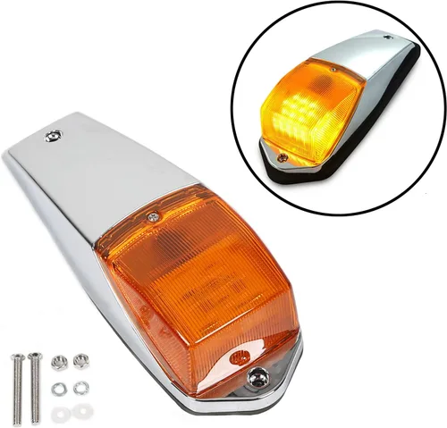 Vista 2 de 5 luces LED ámbar de 31 luces LED para techo de cabina con base cromada compatible con Peterbilt Kenworth Freightliner Volvo Mack