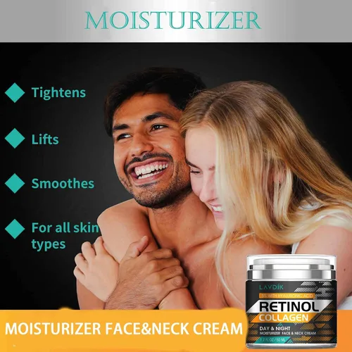 Vista 3 de Crema de retinol para rostro con ácido hialurónico, crema hidratante antienvejecimiento con colágeno para mujeres y hombres, reduce arrugas y líneas