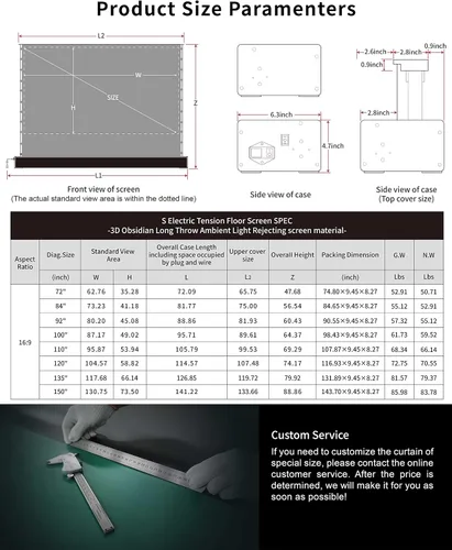 Vista 7 de VIVIDSTORM-3D - Material de pantalla de rechazo de luz ambiental de enfoque largo, pantalla de proyección motorizada para levantamiento de piso