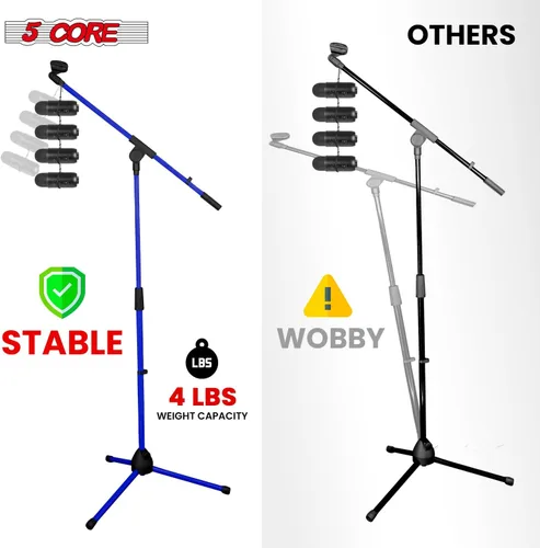 Vista 6 de 5 Core Soporte de micrófono de piso universal de altura ajustable trípode soportes de micrófono w brazo telescópico extensible plegable portátil w 2