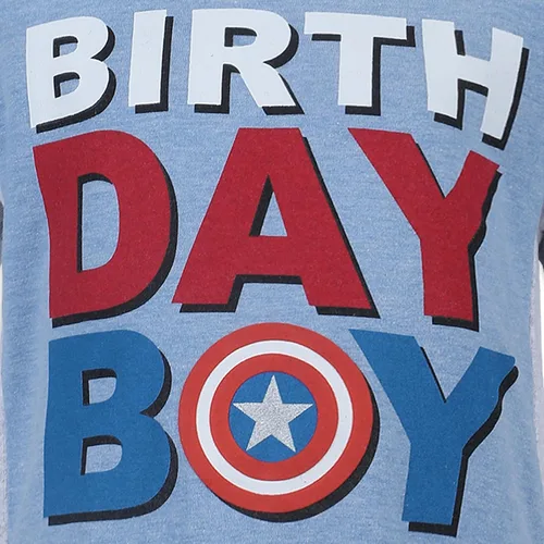 Vista 4 de Marvel Camiseta de manga corta para niños de Capitán América de los Vengadores para niños pequeños y niños pequeños - Azul