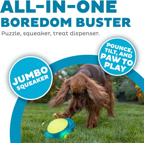 Vista 2 de Outward Hound Tennis Maze Craze - Juguete interactivo chillador para perros, azul