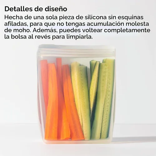 Vista 4 de W&P Porter Bolsa de almacenamiento reutilizable de silicona, sándwich (50 onzas de pie), color rubor, contenedor de almacenamiento de alimentos