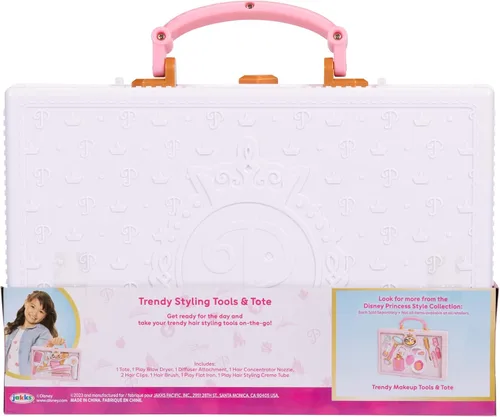 Vista 6 de Disney Princess Style Collection - Juego de herramientas de peinado de moda para niñas con sonido y bolsa de almacenamiento para llevar