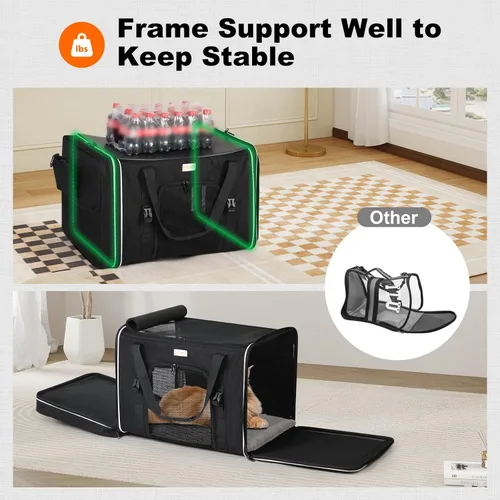 Vista 4 de pidipiti Transportador de mascotas XL de 24 x 17 x 17 pulgadas para 1 gato