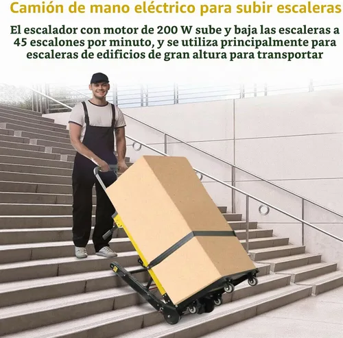 Vista 4 de Carretilla eléctrica para subir escaleras con 3 velocidades ajustables y capacidad de carga máxima de 440 libras, carrito plegable para subir