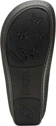 Vista 5 de Alegria by PG Lite Alegria - Zuecos clásicos de cuero para mujer, 15 años de aniversario, color verde oliva, talla 7-7.5 de ancho de EE.UU, Verde