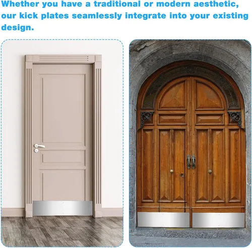 Vista 5 de Placa de empuje de puerta 4x16in para puerta Interior Exterior Accesorios resistentes a los arañazos Placa de puerta de 4 x 16 pulgadas, placa