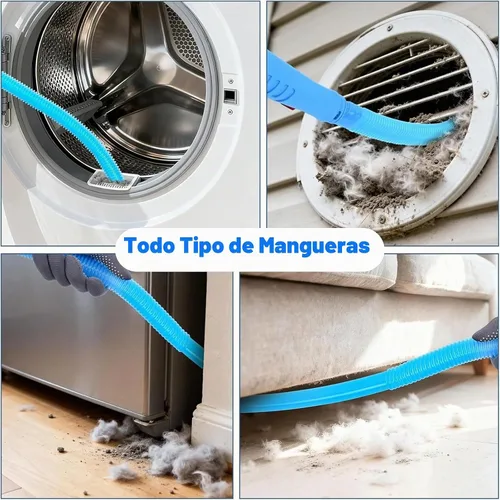 Vista 4 de Kit de limpiador de ventilación de secadora de 5 piezas, accesorio universal para manguera de vacío y cepillo flexible para limpieza rápida
