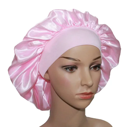 Vista 16 de VEYRNEIC Gorro de satén para el cabello para dormir, gorras de seda para quimioterapia con banda elástica ancha, gorro de dormir para mujeres