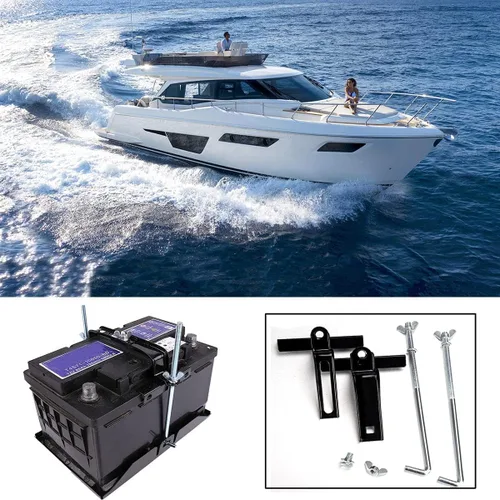 Vista 3 de Soporte de batería ajustable universal, Barra transversal ajustable para batería universal con soporte de batería de perno L para coche SUV