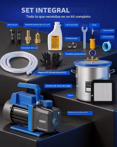 Vista 7 de OMT 5 Gal Vacuum Chamber & 3.5 CFM Pump Kit for Resin Degas, Blue Azul
