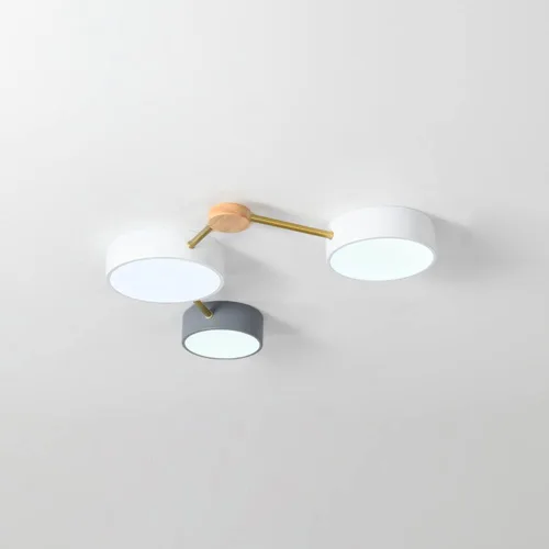 Vista 3 de LITFAD Macaroon - Lámpara de techo redonda empotrada para dormitorio con múltiples cabezales con pantalla acrílica para sala de estar, comedor
