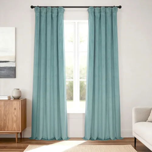 Vista 65 de HPD Half Price Drapes Cortinas Opacas Térmicas de Terciopelo Signature para Sala de Estar de 63 Pulgadas de Largo (1 Panel) con Bolsillo para Barra