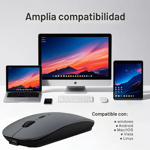 Vista 4 de HOTDREAM Ratón Bluetooth Inalámbrico Recargable para MacBook Pro/Air/iPad Air/iPad Pro/Laptop/Tablet/iPhone/PC, Ratón Bluetooth 5.2/3.0 y Modo Dual