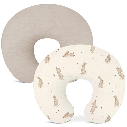 Vista 11 de Fundas de almohada de lactancia, funda de muselina para almohadas de lactancia, cómodas para bebés niñas y niños (beige)