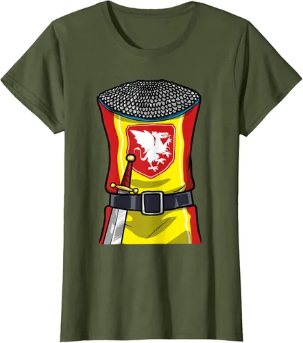 Vista 58 de Disfraz medieval de caballero de Halloween, camiseta para niños con espada de armadura, Negro, S