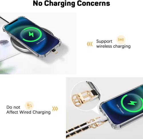 Vista 6 de MoKo Correa cruzada para teléfono, cadena universal para iPhone, Samsung, la mayoría de los teléfonos inteligentes, 1 correa para el cuello, 1
