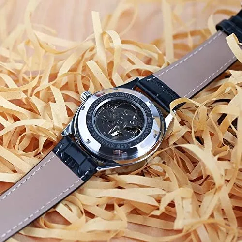 Vista 6 de MASTOP Reloj mecánico automático de negocios Casual Top marca de cuero relojes de pulsera impermeable deporte cronógrafo