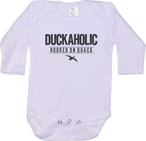 Vista 8 de Mono de caza de patos/Duckaholic/Body súper suave/traje de ave acuática para bebé/diseño sublimado Gris L
