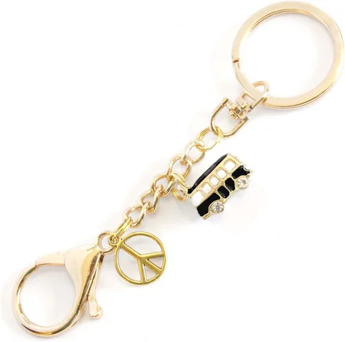 Vista 14 de Camper Van Keychain - RV Camping Caravan & Gold Peace Sign Charms - RV Accessories - Handmade