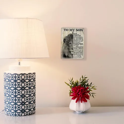 Vista 4 de Placas para decoración de regalo para hijo Mi Hijo Nunca Olvides Que Te Amo Sé Amado de Mamá Letrero de Metal de Hojalata 8x12 Pulgadas