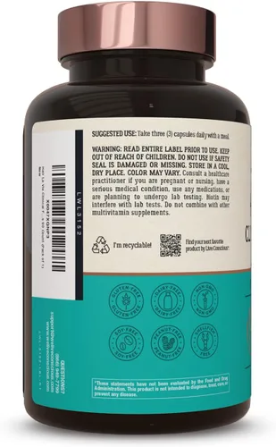 Vista 9 de Hair La Vie Live Conscious - Vitaminas clínicas para el crecimiento del cabello para mujeres y hombres con biotina, colágeno y palma enana americana