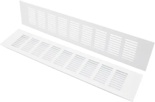 Vista 22 de 2 fundas para ventilación de aire, rejilla de ventilación de aleación de aluminio blanca rectangular, cubierta de rejilla de metal para armario