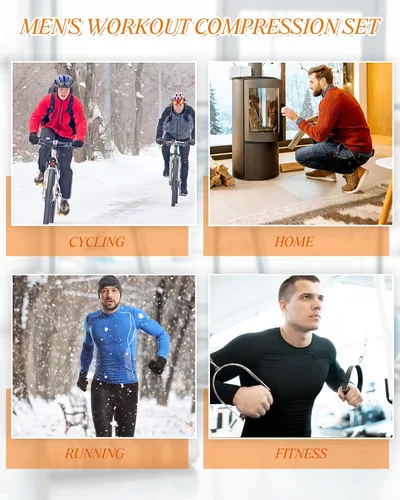 Vista 6 de Hicarer Juego de 4 piezas de ropa interior térmica para hombre, pantalones de compresión, camisas de manga larga, capa base, secado rápido, parte