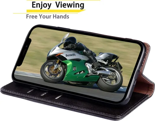 Vista 6 de SUANPOT Funda de piel tipo cartera para iPhone 11 Pro Max de 6.5 pulgadas con bloqueo RFID, soporte para tarjetas de crédito, funda de teléfono