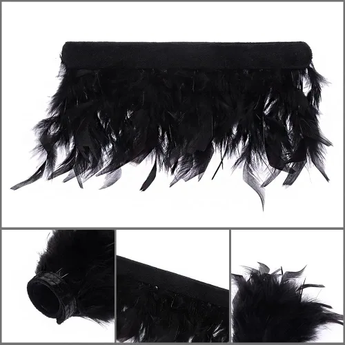 Vista 6 de 2 pares de puños de plumas, pulsera de plumas, anillo a presión de plumas, puños de pulsera de palmada, decoración de muñeca para mujer
