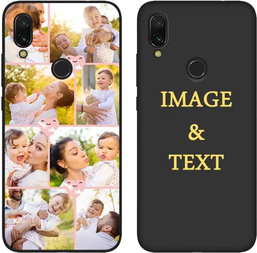 Vista 9 de Funda personalizada para teléfono Redmi Note 7 de 6.3 pulgadas, funda personalizada con múltiples imágenes, funda suave con nombre, regalo de Negro