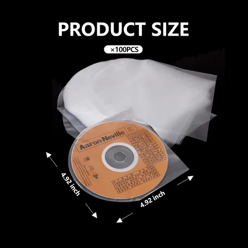 Vista 6 de 100 fundas para CD y DVD, fundas antiestáticas de plástico transparente para almacenamiento de CD y DVD Mini LP de 5 pulgadas