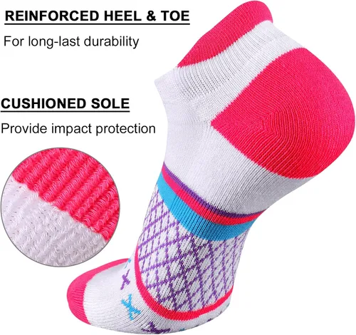 Vista 4 de Eallco Calcetines deportivos para mujer con suela acolchada, 6 pares