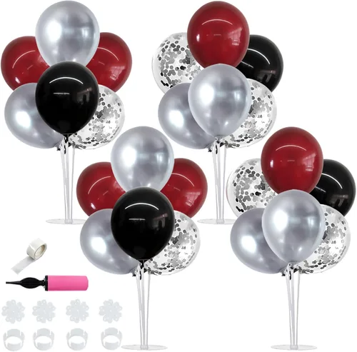 Vista 25 de TONIFUL Juego de 6 centros de mesa de globos de color azul marino y plateado para mesa, kit de arco de globos para decoraciones de graduación 2026