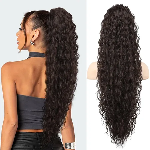 Vista 20 de SEIKEA Extensión de cola de caballo, cola de caballo falsa de 22" larga, ligera, rizada natural completa con cordón, extensión de cabello
