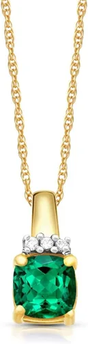 Vista 3 de Jewelili Juego de collar y pendientes de plata de ley con colgante solitario con circonita cúbica blanca y esmeralda simulada de 0.236 x 0.236