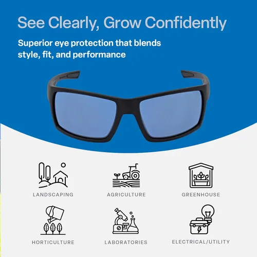 Vista 7 de Bullhead Safety Sawfish - Gafas para sala de cultivo con lentes bloqueadores HPS, protección ocular completa para uso en horticultura y jardinería