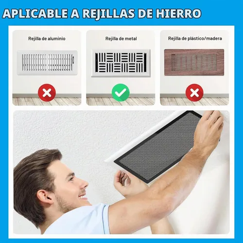 Vista 6 de 4 PCS Cubiertas Magnéticas para Ventilación - Cubiertas Magnéticas para Ventilación de 4x10 con Pantalla de Malla para Registros de Piso/Pared/Techo