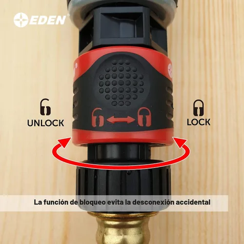 Vista 4 de Eden 95210 Accesorio Premium para Manguera de Jardín de Conexión Rápida con Parada de Agua y Función de Bloqueo, Juego de 5 Piezas