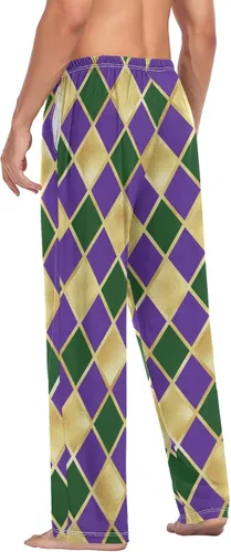 Vista 3 de Aflyko Pantalones de pijama para hombre con bolsillos, holgados, ropa de dormir larga