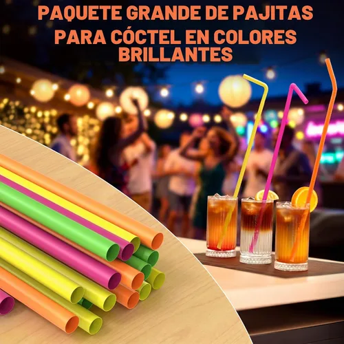 Vista 8 de 200 popotes extra largos desechables, 19.5 pulgadas flexibles para tazas