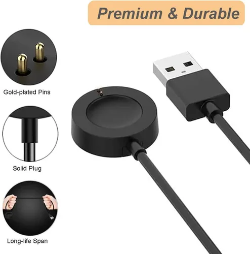 Vista 4 de Cable de carga para relojes inteligentes Fossil Gen 4/5/6 y Michael Kors Gen 4/5/5E/6 (3.3 pies/3.3 ft) (negro)