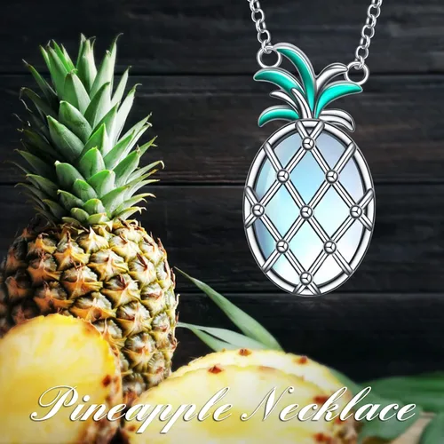 Vista 6 de PineapplePickle Necklace 925 Sterling Silver Moonstone Necklace Pineapple Jewelry Gifts For Women Girls Pineapple Lovers
