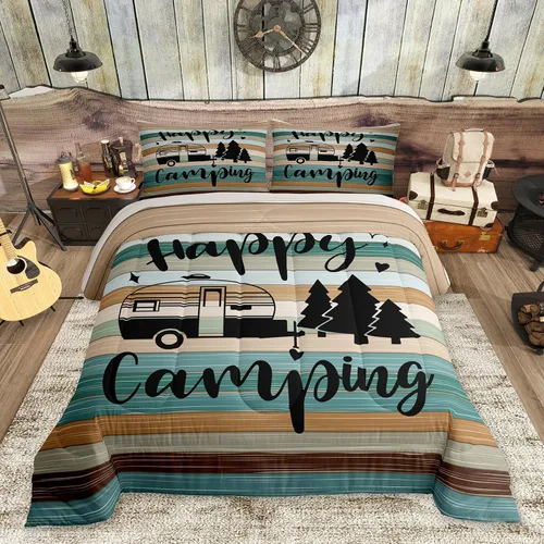 Vista 50 de Lake House - Juego de edredón tamaño individual, juego de ropa de cama rústica de granja vieja de 2 piezas para niños, adolescentes y adultos