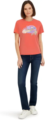 Vista 2 de Spyder Camiseta de manga corta con estampado floral de puesta de sol para mujer melocotón (Peach Bud)