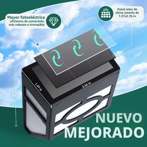 Vista 3 de Solpex Luces solares para terraza, luces solares para valla, 2 modos de luces de decoración de Navidad, patrón único, impermeable automático