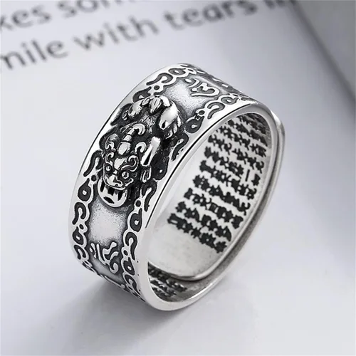 Vista 10 de JILIYUPA 4 anillos de Feng Shui Pixiu, amuleto budista de buena suerte, doble protección, riqueza, amor, salud, regalo para hombres y mujeres